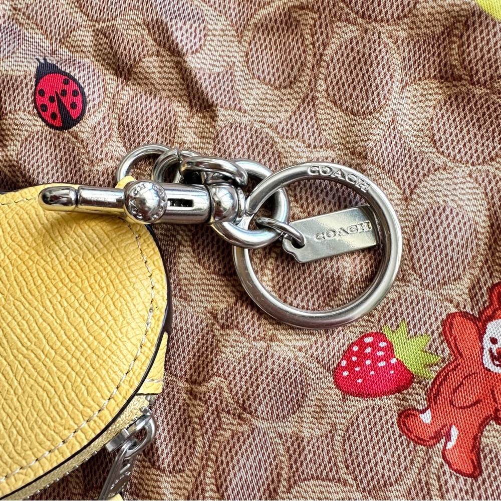 Coach Yellow Heart Keychain pouch wallet with Silver Accents - Picture 3 of 5